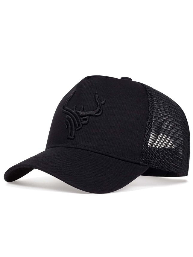 Men's Deer Horn Embroidery Baseball Mesh Cap, Outdoor Adjustable Sun Protection Leisure Hat For Spring/Summer Travel & Beach Party Street