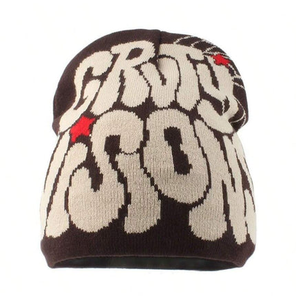 Unisex Harajuku Punk Style Knitted Beanie Cap, Warm And Fashionable