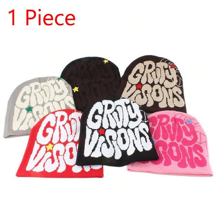 Unisex Harajuku Punk Style Knitted Beanie Cap, Warm And Fashionable