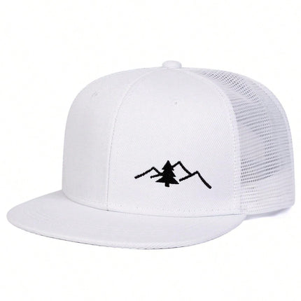 Men's Mountain Embroidery Hip Hop Hat Fashionable Sports Baseball Cap, Outdoor Adjustable Sun Protection Casual Mesh Cap For Spring Autumn Travel Beach Party